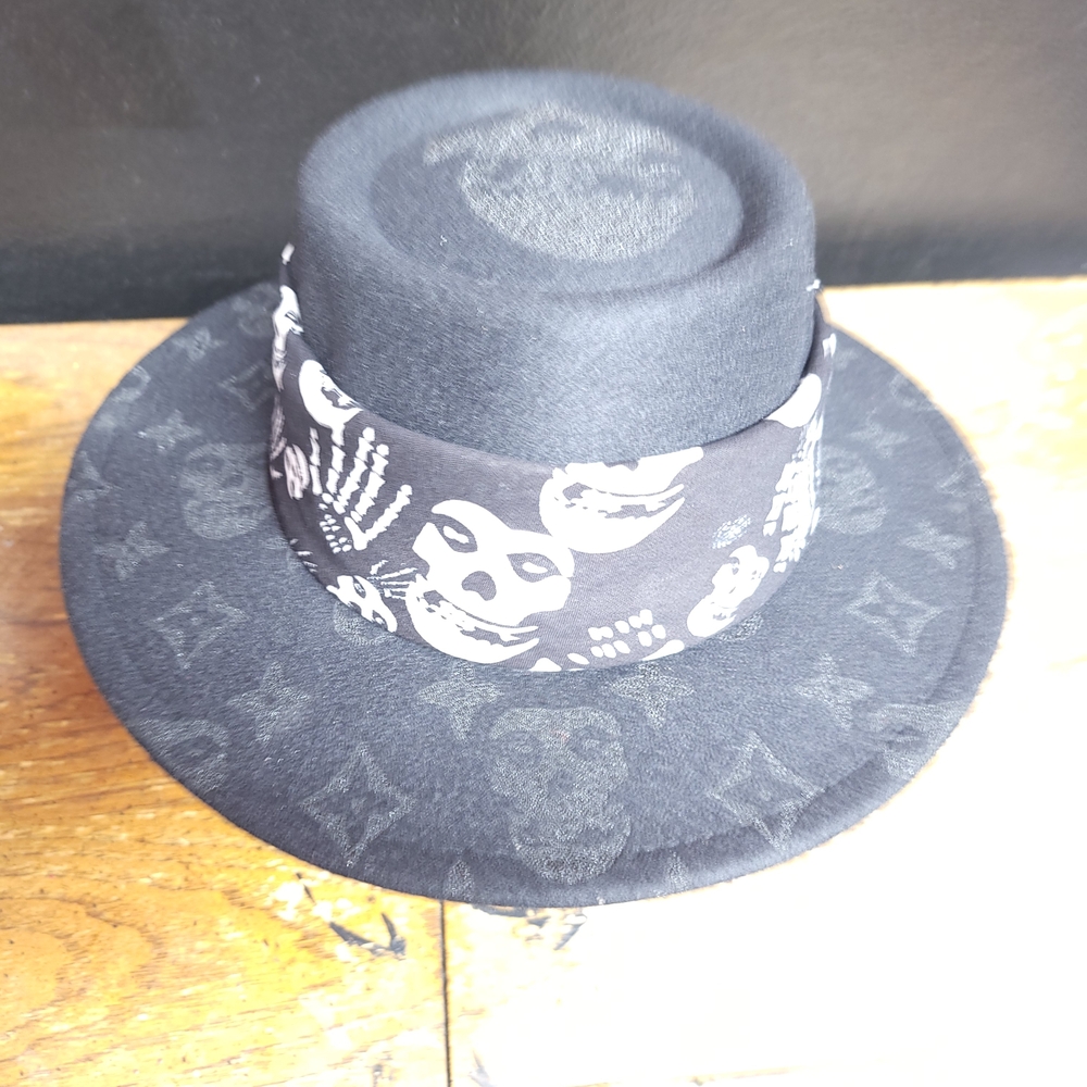 Black Wide Brim Misfits Hat With Bandana